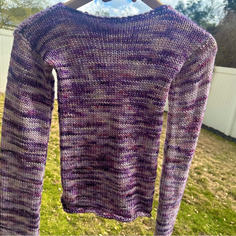 Handmade one of a kind purple knit sweater! - Picture 3 of 6